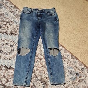 Free People Denim Skinny Jeans with Knee Rips